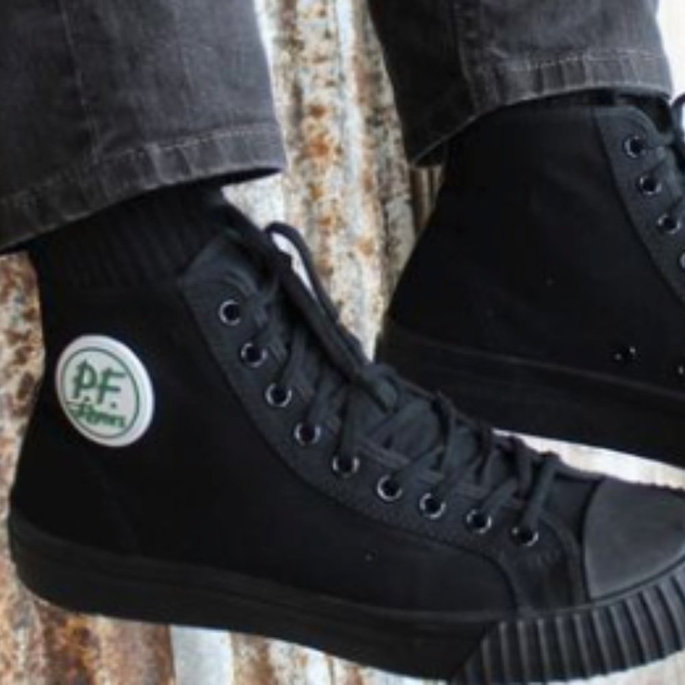PF Flyer's Shoes For Crews Sandlot Center Hi Black Unisex Men 6.5 Women 8 NWT
